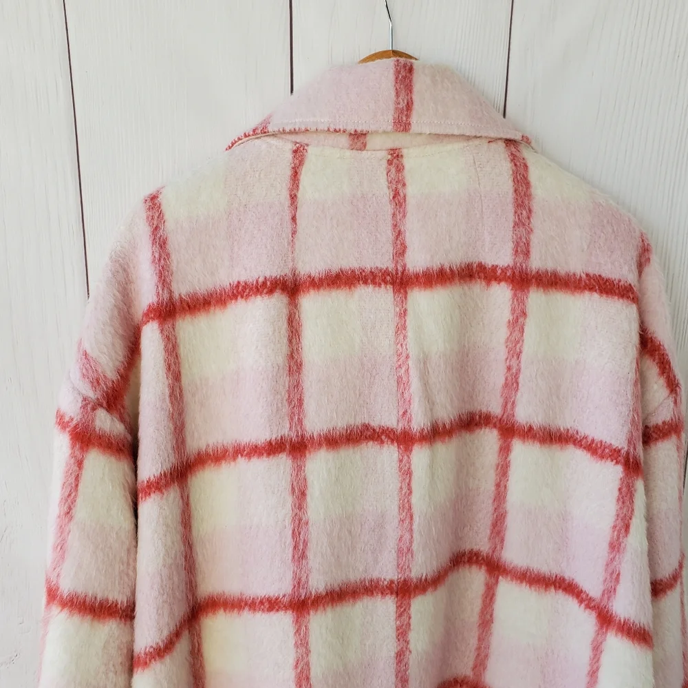 NWOT Anthropologie Eva Franco strawberry plaid coat - Picture 9 of 16